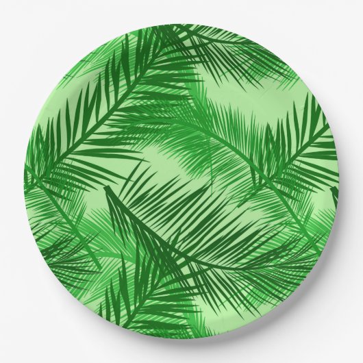 Palm Leaf Print, Emerald and Light Lime Green Papieren Bordje (Voorkant)