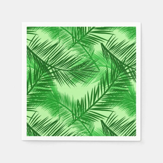 Palm Leaf Print, Emerald and Light Lime Green Servet (Voorkant)