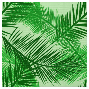 Palm Leaf Print, Emerald and Light Lime Green Stof