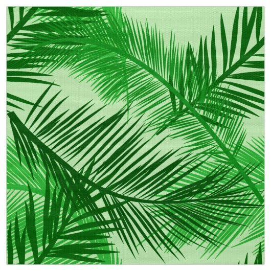 Palm Leaf Print, Emerald and Light Lime Green Stof (Swatch)