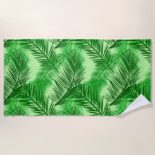 Palm Leaf Print, Emerald and Light Lime Green Strandlaken (Voorkant)