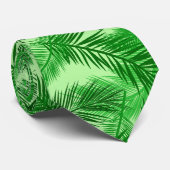 Palm Leaf Print, Emerald and Light Lime Green Stropdas (Opgerold)