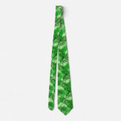Palm Leaf Print, Emerald and Light Lime Green Stropdas (Achterkant)