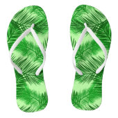 Palm Leaf Print, Emerald and Light Lime Green Teenslippers (Voetbed)