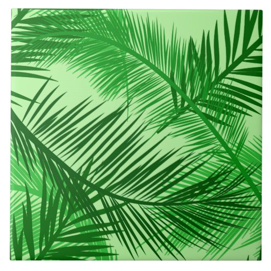 Palm Leaf Print, Emerald and Light Lime Green Tegeltje (Voorkant)