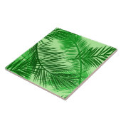 Palm Leaf Print, Emerald and Light Lime Green Tegeltje (Zijkant)
