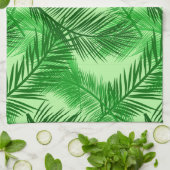 Palm Leaf Print, Emerald and Light Lime Green Theedoek (Gevouwen)