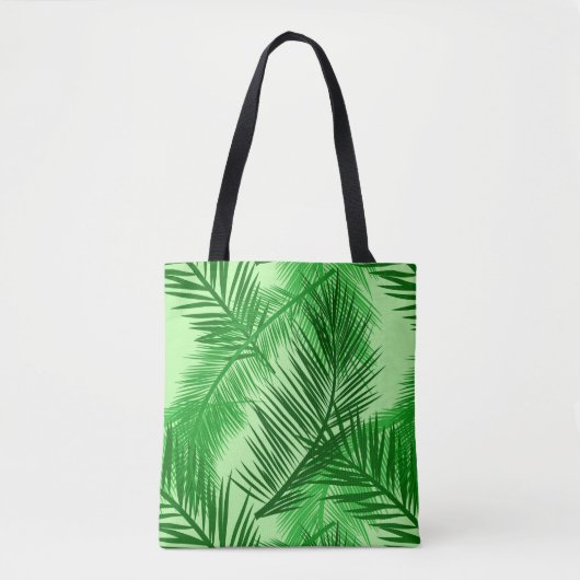 Palm Leaf Print, Emerald and Light Lime Green Tote Bag (Voorkant)