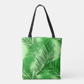 Palm Leaf Print, Emerald and Light Lime Green Tote Bag (Achterkant)