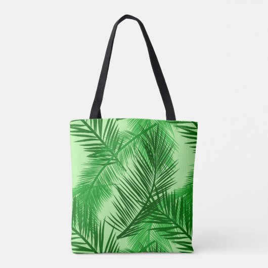 Palm Leaf Print, Emerald and Light Lime Green Tote Bag (Achterkant)