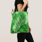 Palm Leaf Print, Emerald and Light Lime Green Tote Bag (Dichtbij)