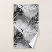 Palm Leaf Print, Grey / Grey, Black and White Bad Handdoek (Handdoek)