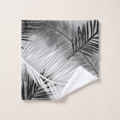 Palm Leaf Print, Grey / Grey, Black and White Bad Handdoek (Wasdoekje)