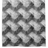 Palm Leaf Print, Grey / Grey, Black and White Douchegordijn (Voorkant)