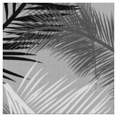 Palm Leaf Print, Grey / Grey, Black and White Stof (Close Up)
