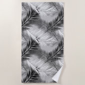 Palm Leaf Print, Grey / Grey, Black and White Strandlaken (Voorkant)