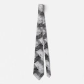 Palm Leaf Print, Grey / Grey, Black and White Stropdas (Voorkant)