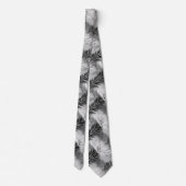 Palm Leaf Print, Grey / Grey, Black and White Stropdas (Achterkant)