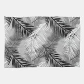 Palm Leaf Print, Grey / Grey, Black and White Theedoek (Horizontaal)