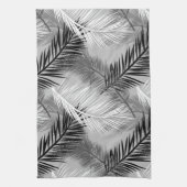 Palm Leaf Print, Grey / Grey, Black and White Theedoek (Verticaal)