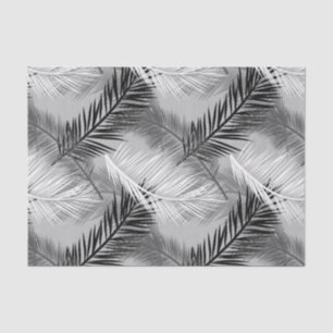 Palm Leaf Print, Grey / Grey, Black and White Tissuepapier