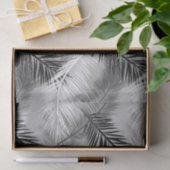 Palm Leaf Print, Grey / Grey, Black and White Tissuepapier (Geschenk)