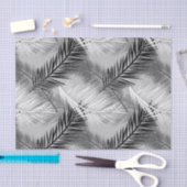 Palm Leaf Print, Grey / Grey, Black and White Tissuepapier (Craft)