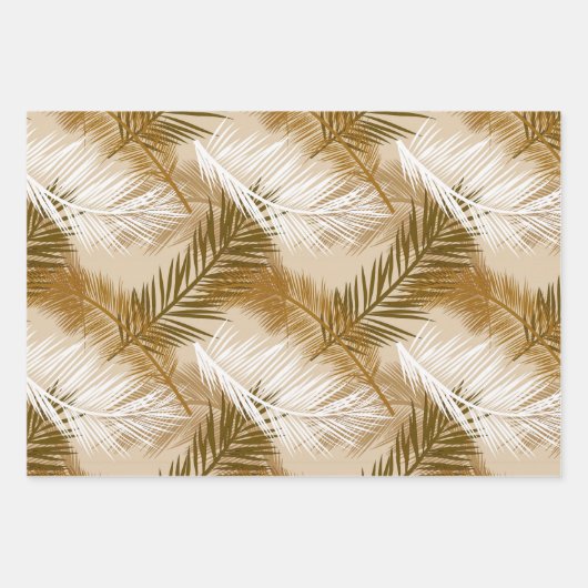 Palm Leaf Print, Groen, Zwart/Wit, Blauw, Tan Inpakpapier Vel (Voorkant 3)