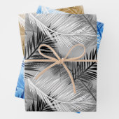Palm Leaf Print, Groen, Zwart/Wit, Blauw, Tan Inpakpapier Vel (In situ)