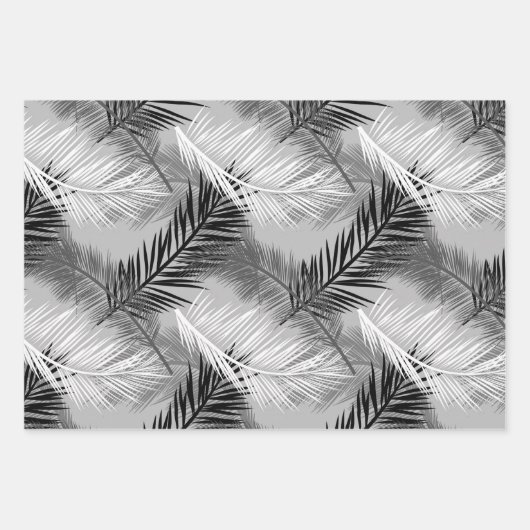 Palm Leaf Print, Groen, Zwart/Wit, Blauw, Tan Inpakpapier Vel (Voorkant)