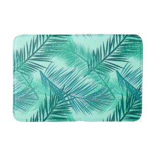 Palm Leaf Print, Turquoise, Blauwgroen en Aqua Badmat