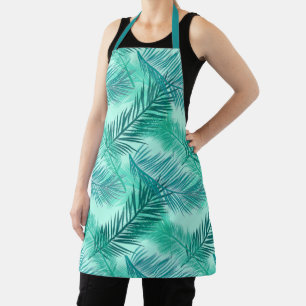 Palm Leaf Print, Turquoise, Blauwgroen en Aqua Sch Schort