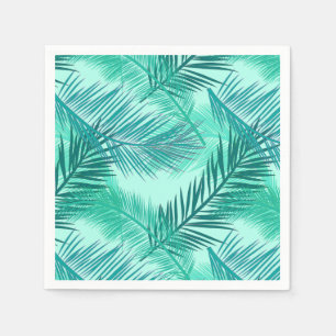 Palm Leaf Print, Turquoise, Blauwgroen en Aqua Servet