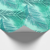 Palm Leaf Print, Turquoise, Blauwgroen en Light Aq Cadeaupapier (Hoek)