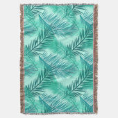 Palm Leaf Print, Turquoise, Blauwgroen en Light Aq Deken (Voorkant Verticaal)