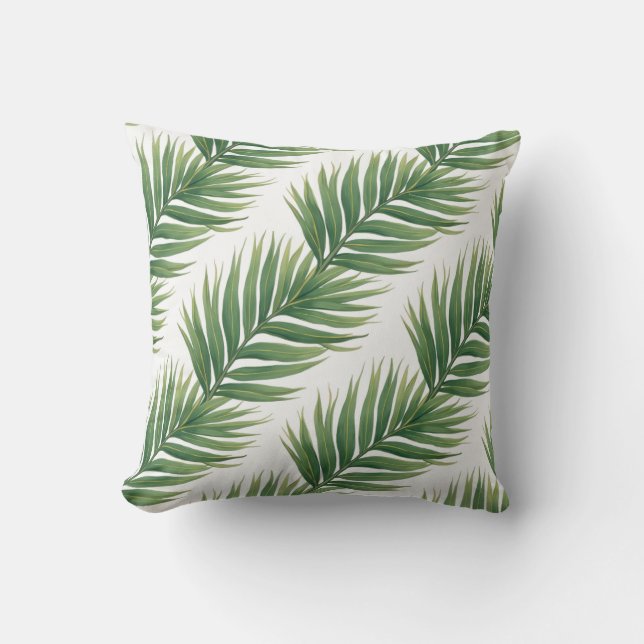 Palm Leaf Repeat Pattern – Tropical Botanical Kussen (Voorkant)