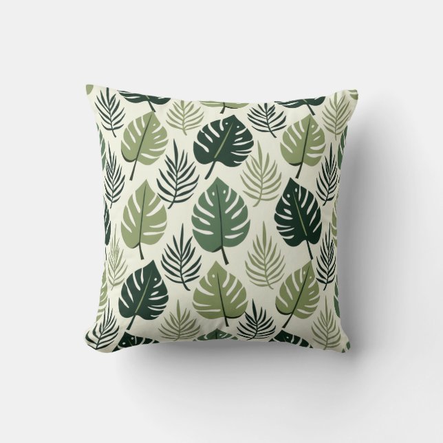 Palm Leaf Repeat Pattern – Tropical Botanical  Kussen (Voorkant)