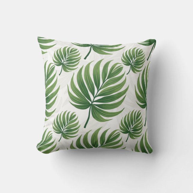 Palm Leaf Repeat Pattern – Tropical Botanical  Kussen (Voorkant)
