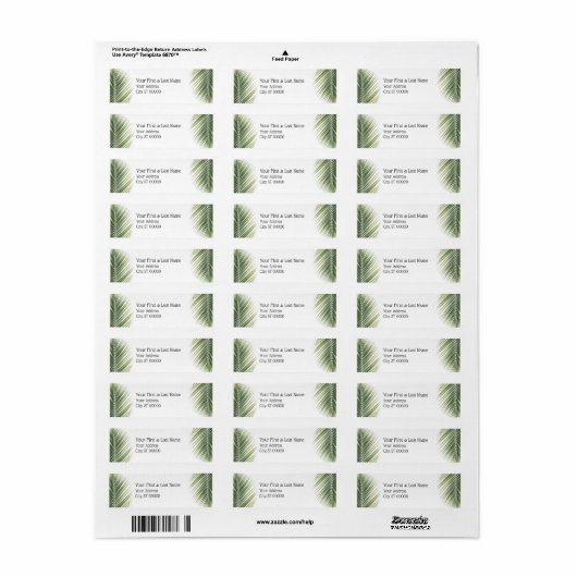 Palm Leaf retourlabel Etiket (Full Sheet)