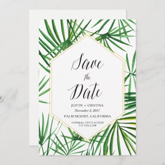Palm Leaf Save the Date (Voorkant / Achterkant)