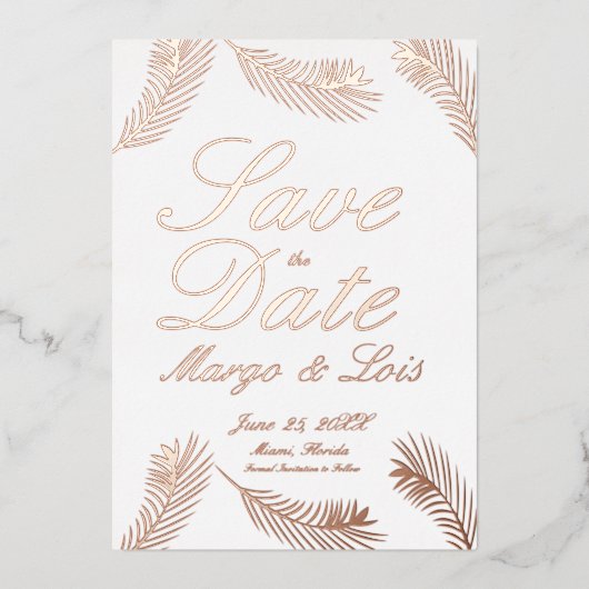 Palm Leaf Save the Date Ppress Folie Invitation Folie Uitnodiging (Voorkant)