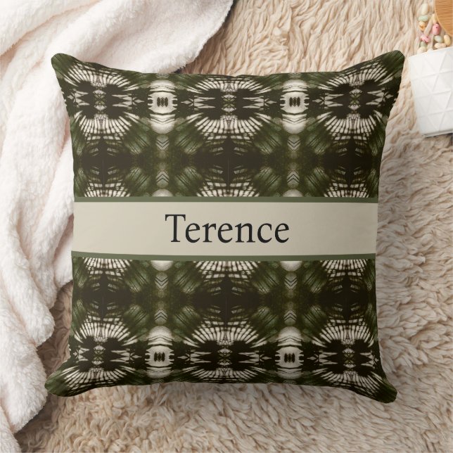 Palm Leaf Shadow Army Green, aanpasbaar Kussen (Deken)