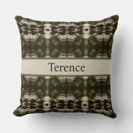 Palm Leaf Shadow Army Green, aanpasbaar Kussen