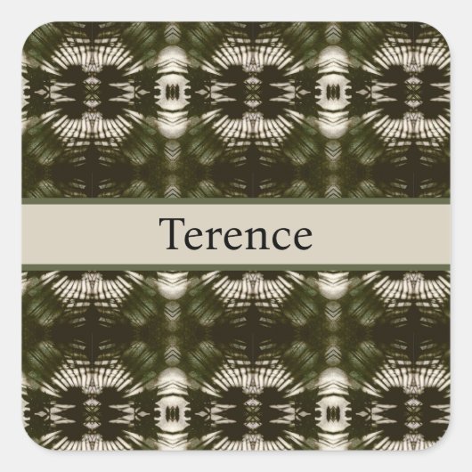 Palm Leaf Shadow Army Green, aanpasbaar Vierkante Sticker (Voorkant)