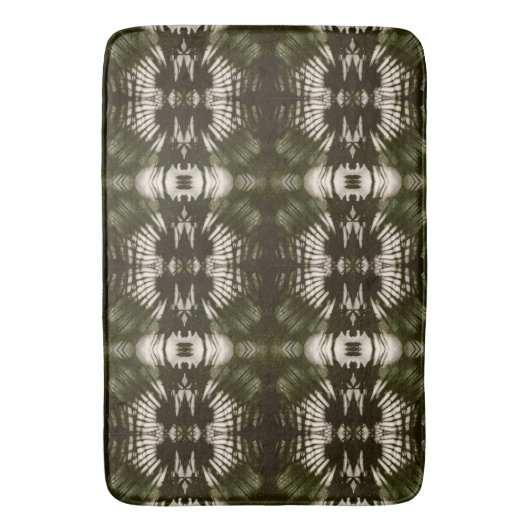 Palm Leaf Shadow Pattern in Army Green Badmat (Voorkant Verticaal)