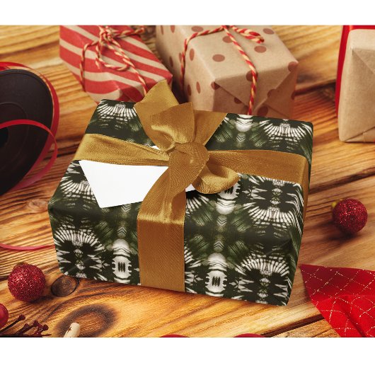 Palm Leaf Shadow Pattern in Army Green Cadeaupapier