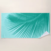 Palm Leaf Silhouette, Turquoise en Aqua Strandlaken (Voorkant)