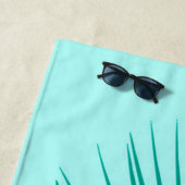 Palm Leaf Silhouette, Turquoise en Aqua Strandlaken (In situ)