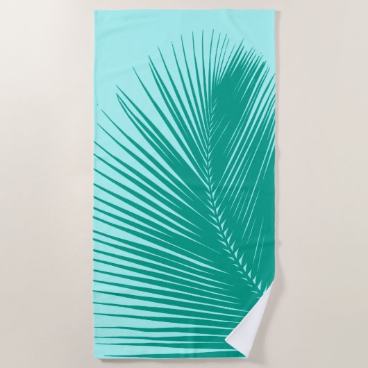 Palm Leaf Silhouette, Turquoise en Aqua Strandlaken (Voorkant)