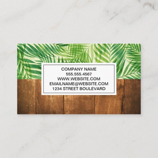 Palm Leaf Silver Wood Grain Visitekaartje (Achterkant)